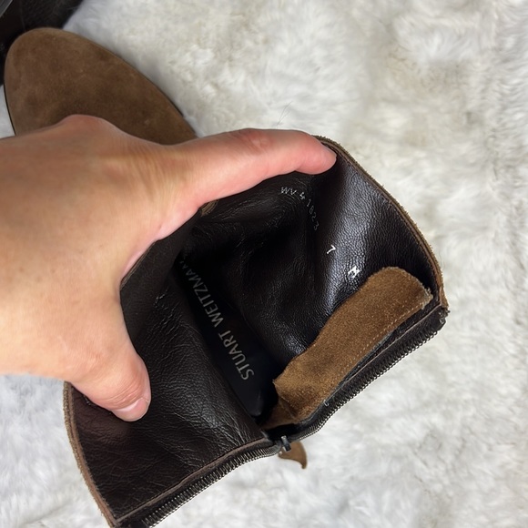 Stuart Weitzman Jitterbug Suede Boot Brown Buckel Booties SZ 7 - Picture 4 of 10